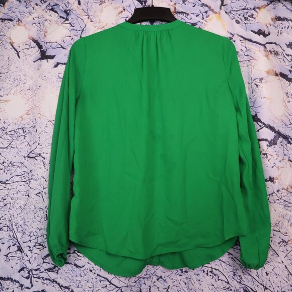 EMERALD BLOUSE S Valerie Stevens Green St. Pat's Spring Office Workwear Pintuck - Picture 5 of 6